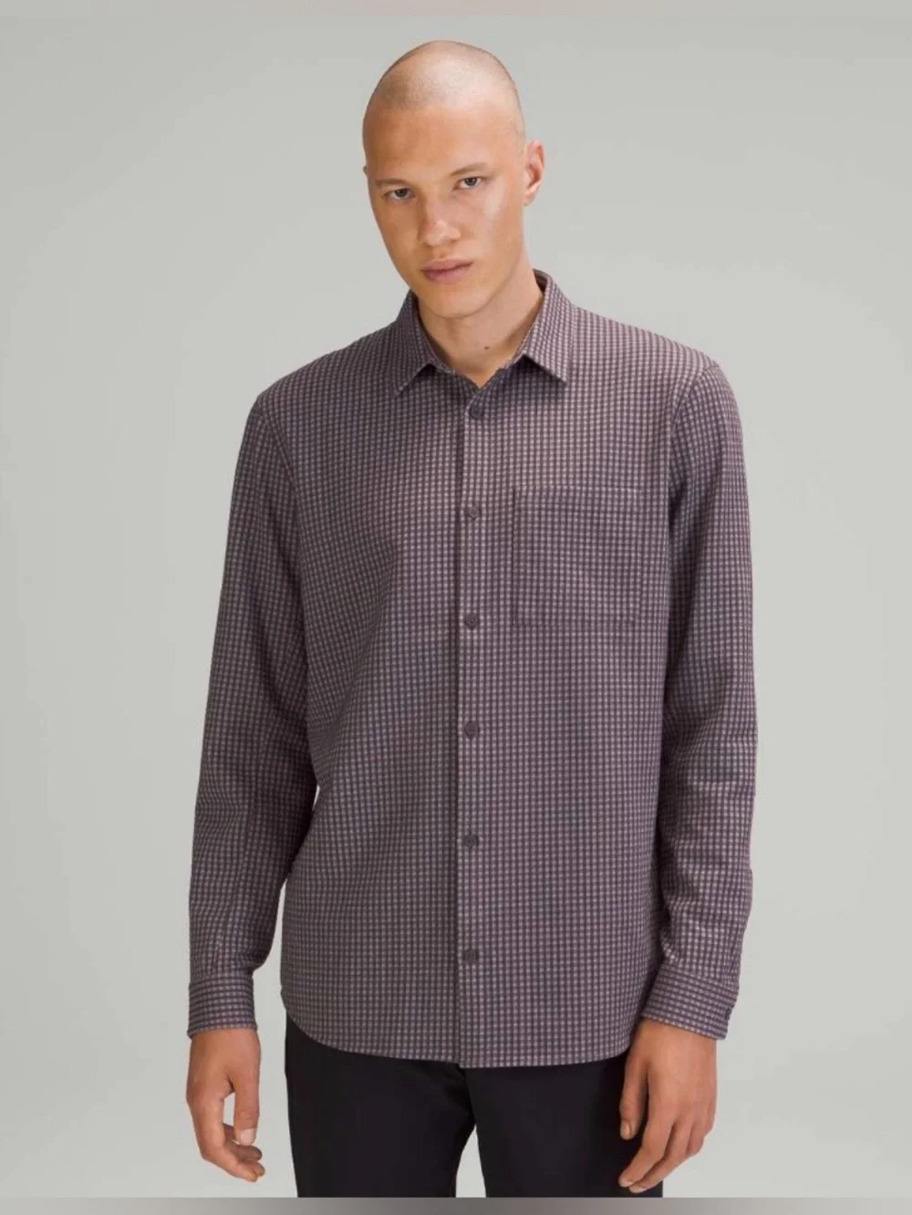 Lululemon Men's Commission Long Sleeve Button Up Shirt Medium Lunar Rock/Black - Picture 1 of 10
